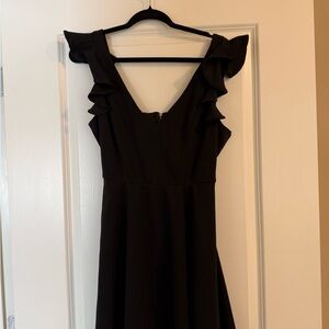 Francesca’s Black Ruffle Sleeve Mini Dress
